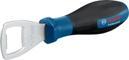 Odpirač za steklenice Bosch z ergonomskim modrim ročajem.