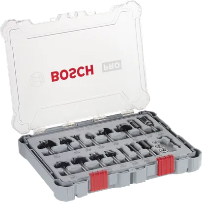 Mešani komplet rezkarjev Bosch PRO, 15 kosov v kovčku.