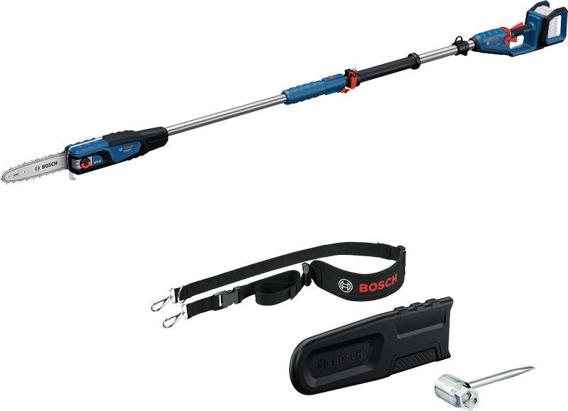 Bosch GKE 18V-25 teleskopska žaga s teleskopskim ročajem in priborom.
