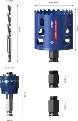 Komplet luknjače za več materialov Bosch EXPERT, premer 68 mm.