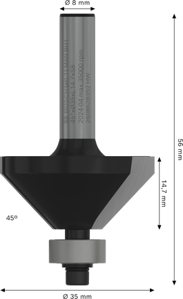 Rezkar Bosch PRO s posnetim robom 45°, steblo 8 mm.