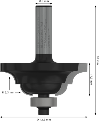 Bosch PRO rezkar za vogalne in ravne dele s polmerom 6,3 mm.