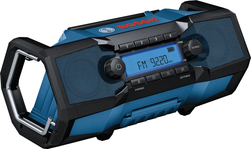 Gradbniški radio Bosch GPB18V-3C z digitalnim zaslonom.