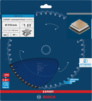 Bosch EXPERT akumulatorski žagin list za laminirane plošče 216 × 30 mm.