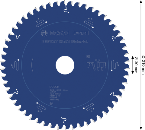 Bosch EXPERT list krožne žage za več materialov, 210 mm.