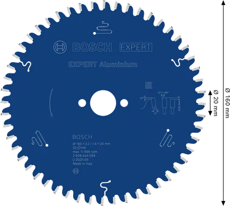 Bosch EXPERT aluminijasti krožni žagin list 160 mm 52 zob.