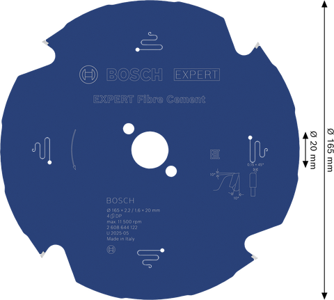 Bosch EXPERT krožni žagin list za vlaknasti cement 165 mm 4 zobje.