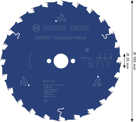 Bosch list krožne žage EXPERT Construct za les, 165 mm.