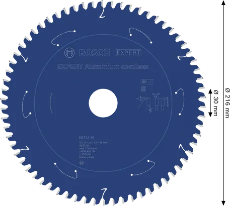 Bosch EXPERT akumulatorski žagin list za aluminij, 216 mm 66T.