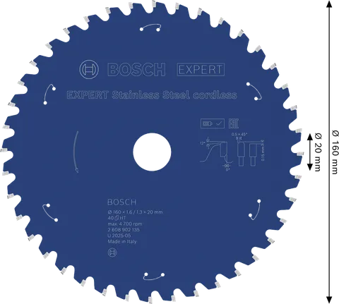 Bosch EXPERT akumulatorski krožni žagin list iz nerjavečega jekla 160 mm T40.