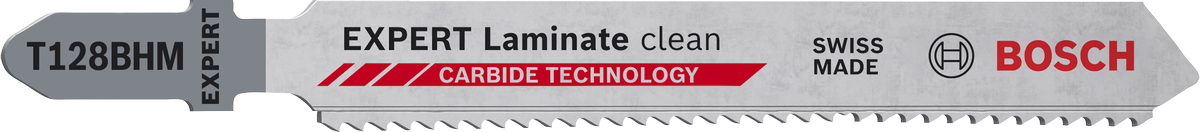 List za vbodno žago Bosch EXPERT Laminate Clean T128BHM iz karbidne trdine.