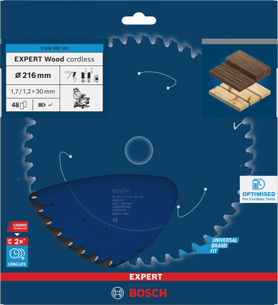 Bosch EXPERT Wood akumulatorski žagin list 216 × 1,7/1,2 × 30 mm.