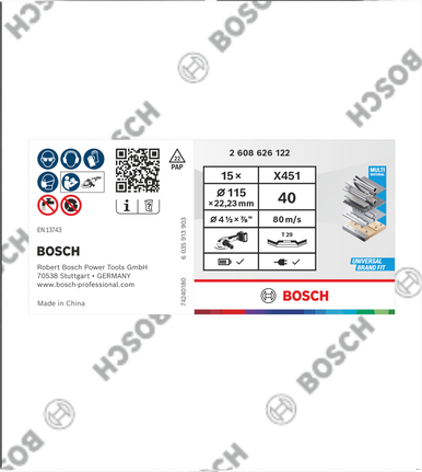 Bosch X451 lamelni brusni disk 115×22,23 mm G40 T29 15 kosov.