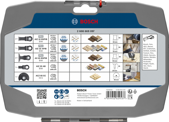 Bosch Wood Set 7-delni komplet rezil za večnamensko orodje za obdelavo lesa.