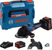 Komplet akumulatorskega kotnega brusilnika Bosch EXWS18V-15PS.