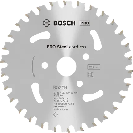 Bosch PRO Steel akumulatorski rezalnik armaturne plošče, krožni žagin list.