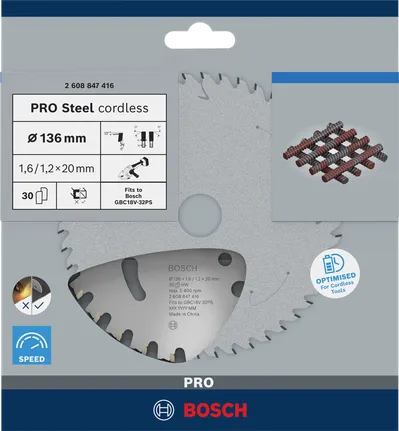Bosch PRO Steel akumulatorski rezalnik armature, 136 mm.