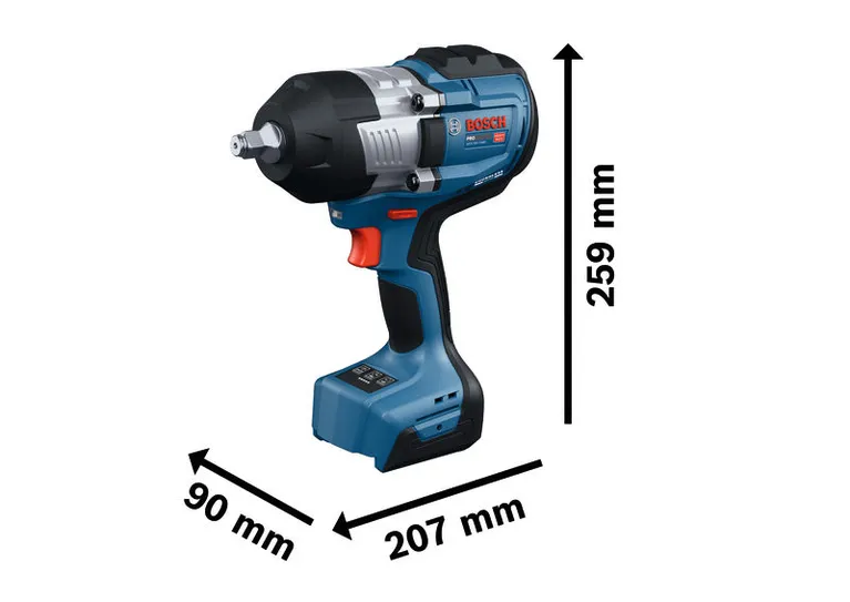 Bosch GDS18V-1400 udarni ključ z dimenzijami.