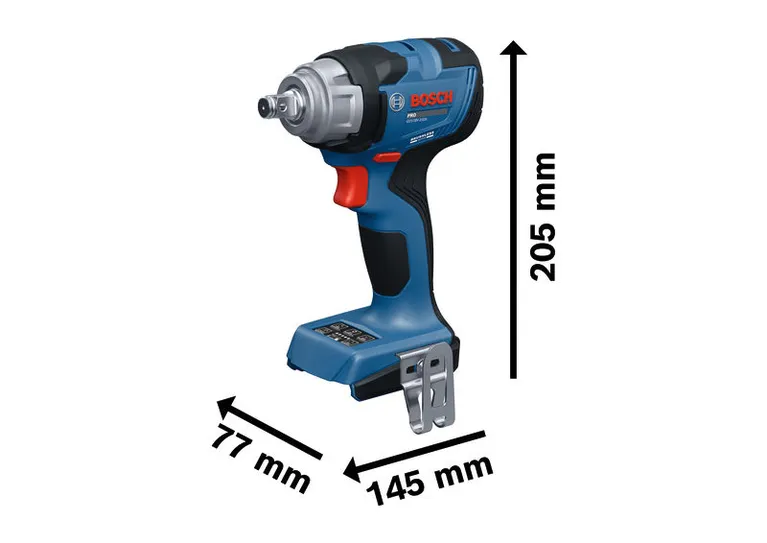 Bosch GDS18V-330H akumulatorski udarni ključ z dimenzijami.