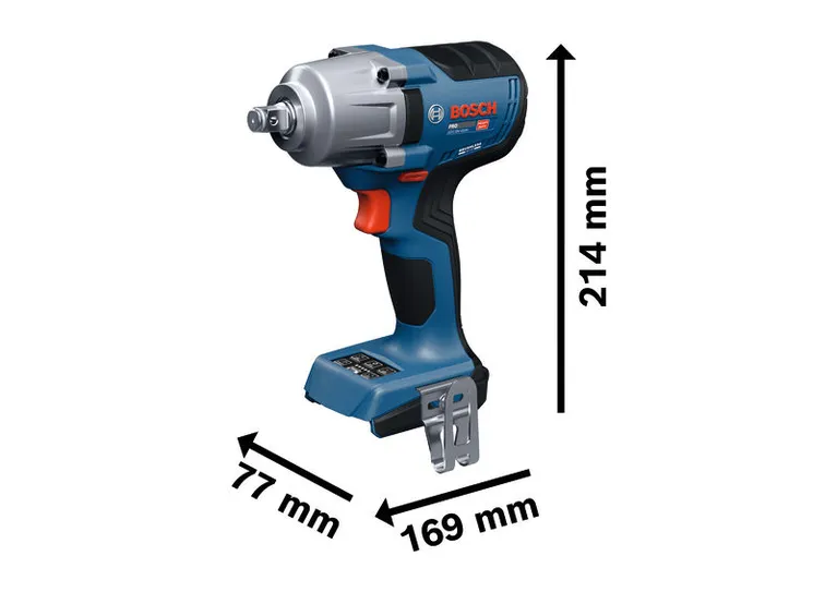 Dimenzije akumulatorskega udarnega ključa Bosch GDS18V-450H.