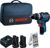 Komplet akumulatorskega vrtalnika Bosch GSB 12V-31 s kovčkom in priborom.