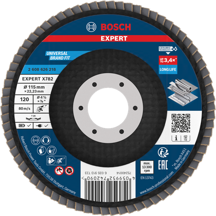 Lamelni disk Bosch EXPERT X782, kotni, 115 mm, granulacija 120.