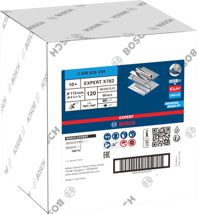 Lamelni brusni disk Bosch EXPERT X782 G120 115 mm za brušenje kovin.