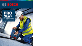 Pracovník v žlto-zelenom vestu používa modrý Bosch Professional akumulátorový nástroj.