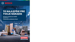 Obrázok s náradím Bosch Expert a rôznymi obalmi na pozadí.