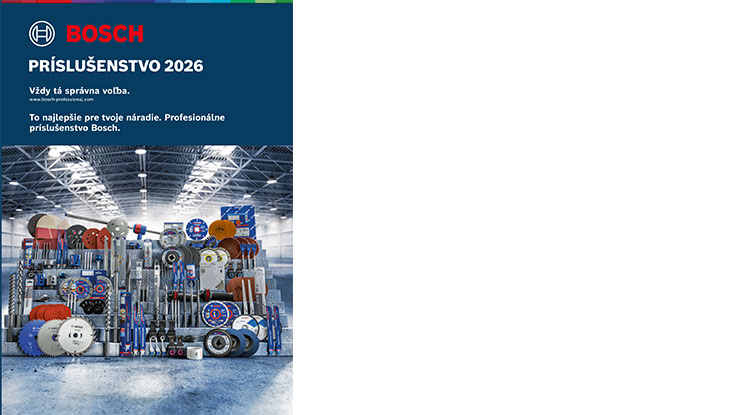 Na obrázku sú rôzne náradia a príslušenstvo značky Bosch usporiadané v skladovom prostredí.