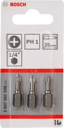 Sada troch skrutkovacích bitov Bosch PH1 25 mm.
