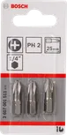 Sada troch skrutkovacích bitov Bosch PH2 s dĺžkou 25 mm.