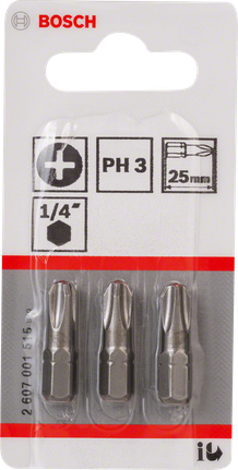 Sada skrutkovacích bitov Bosch PH3 25 mm pre šesťhran 1/4 palca.