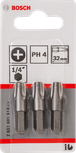 Sada troch skrutkovacích bitov Bosch PH4 32 mm.