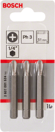 Sada skrutkovacích bitov Bosch PH3 extra tvrdá 51 mm.