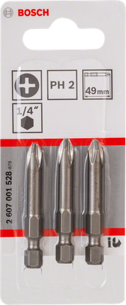 Sada skrutkovacích bitov Bosch PH2 49 mm, 3 kusy.