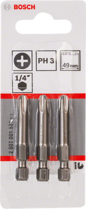 Sada troch skrutkovacích bitov Bosch PH3 49 mm.
