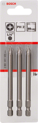 Sada troch skrutkovacích bitov Bosch PH2 89 mm.