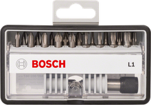 Sada skrutkovacích bitov Bosch L1 v kompaktnom úložnom puzdre.