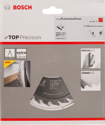 Predrezovací pílový list Bosch Top Precision na laminované panely pre čisté rezy.