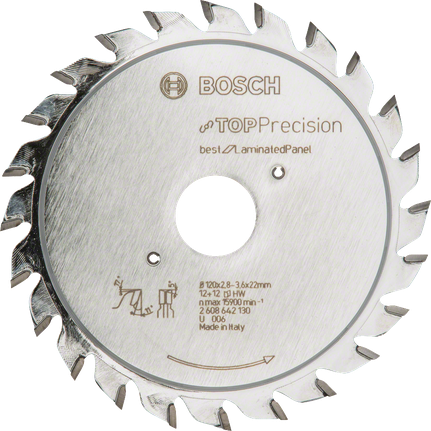 Predrezovací pílový list Bosch Top Precision na laminované panely na jemné rezy.