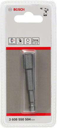 Nástrčkový kľúč Bosch so šesťhrannou stopkou 1/4 palca a dĺžkou 65 mm.