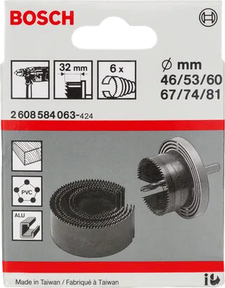 6-dielna súprava dierovacích fréz Bosch 46–81 mm.