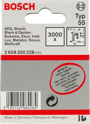 Úzka korunková sponka Bosch typ 55 s živicovým povrchom 28 mm.