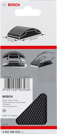 Brúsny blok na ručné brúsenie Bosch 130 mm x 70 mm na ručné brúsenie.