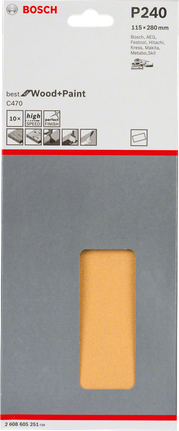 Brúsny papier Bosch C470 115 × 280 mm, balenie 10 kusov.