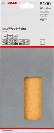 Brúsne listy Bosch C470, balenie 115 × 280 mm.