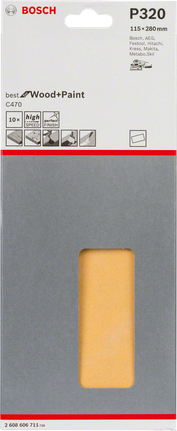 Brúsny list Bosch C470 P320 115 × 280 mm, balenie 10 kusov.