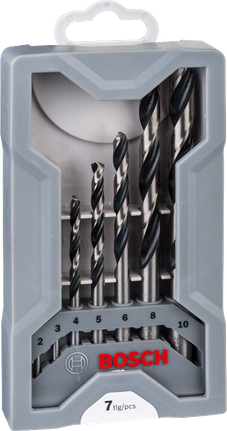 7-dielna sada špirálových vrtákov Bosch HSS 2–8 mm.