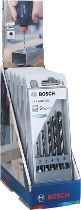 Zobrazenie 5-dielnej sady šesťhranných vrtákov Bosch PointTeQ HSS.